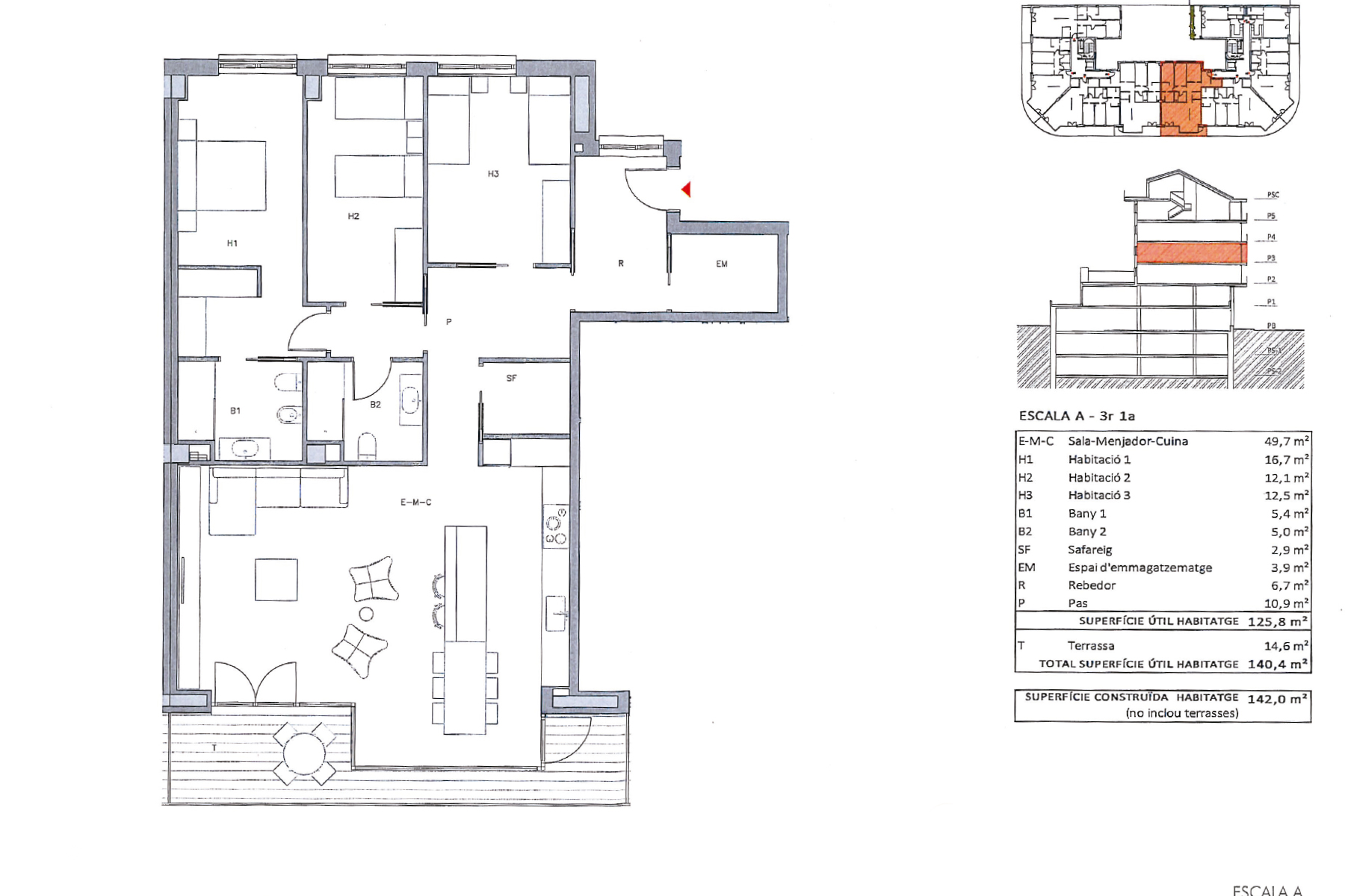 Pis de lloguer a Escaldes Engordany, 3 habitacions, 142 metres